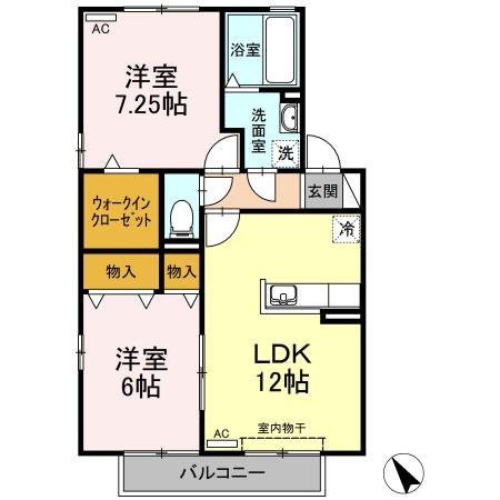 レアルウィルモア(2LDK/2階)の間取り写真