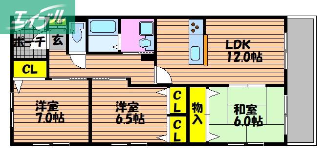 ローズマリー(3LDK/3階)の間取り写真
