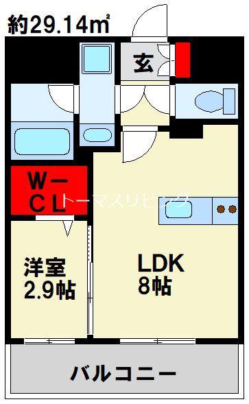 グランフォーレ小倉シティタワー(1LDK/9階)の間取り写真