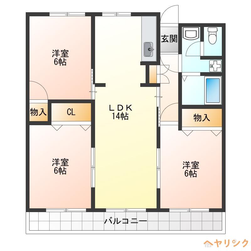 エラン平針(3LDK/11階)の間取り写真