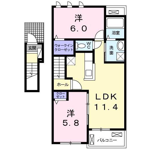 エテルナB(2LDK/2階)の間取り写真