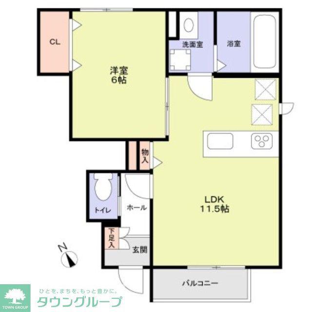 グランプレイス越谷(1LDK/1階)の間取り写真