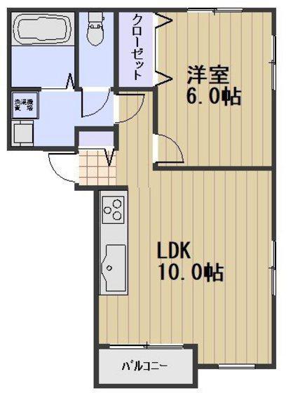 ラディッシュタウン撫川壱番館(1LDK/1階)の間取り写真