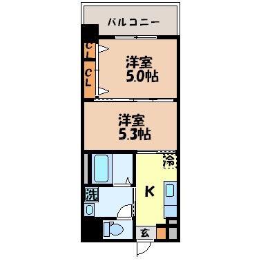 スカイコート西山(2K/5階)の間取り写真