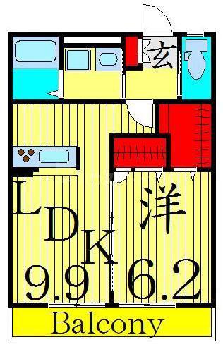 BONHEUR 1(1LDK/2階)の間取り写真