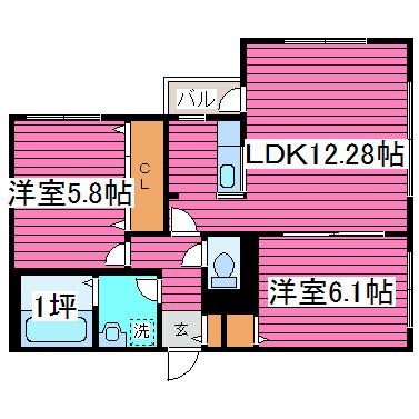 フェリーチェN36(2DK/4階)の間取り写真