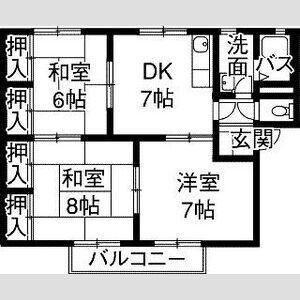 リバーサイドヒルズ(3DK/2階)の間取り写真