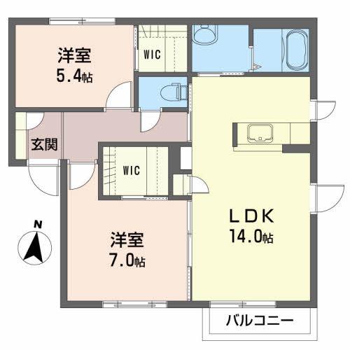 プロムナード南ヶ丘B(2LDK/1階)の間取り写真