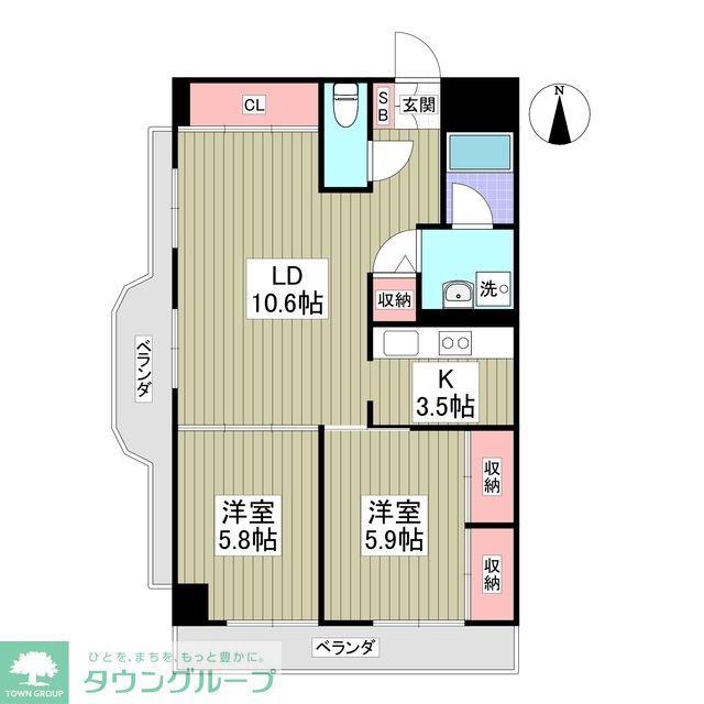 フラット171(2DK/2階)の間取り写真