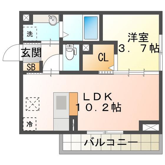 ラ フレーズ(1LDK/1階)の間取り写真