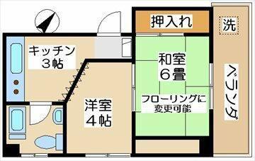 パークハイツ(2K/4階)の間取り写真