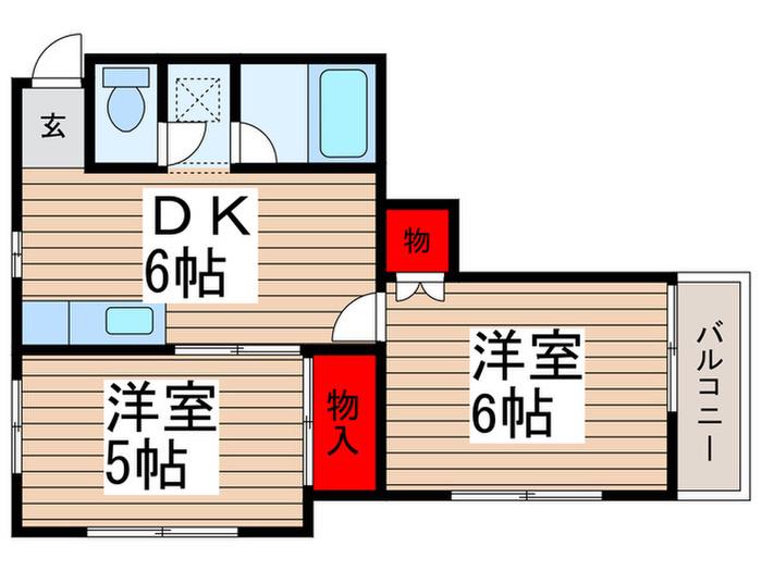 ストークハイツ長谷(2DK/1階)の間取り写真