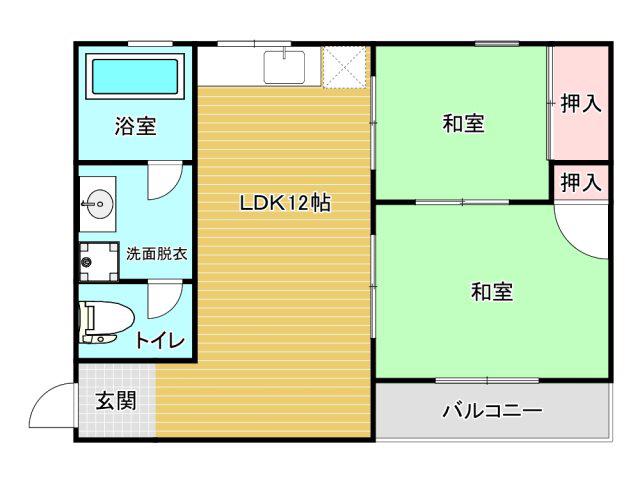 ダイシンビル(2LDK/3階)の間取り写真