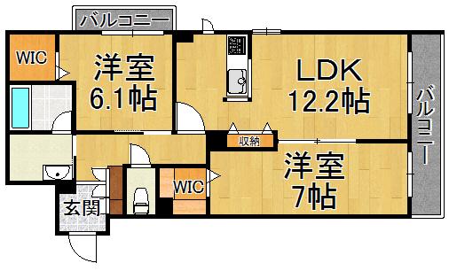シャーメゾン プルメリア(2LDK/2階)の間取り写真