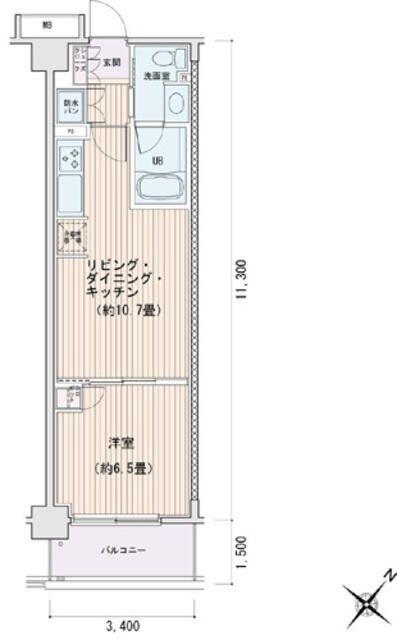 エスティメゾン豊洲レジデンス(1LDK/5階)の間取り写真