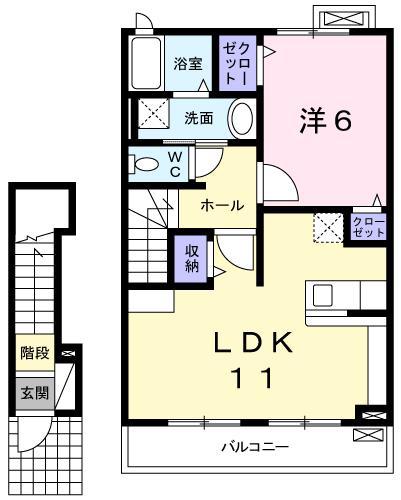 ジョンドール・W(1LDK/2階)の間取り写真
