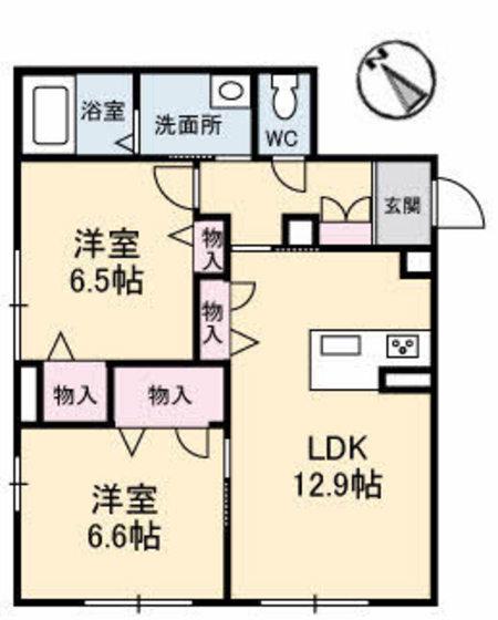 シャーメゾン ルミエール(2LDK/1階)の間取り写真