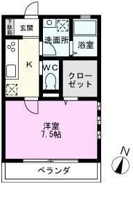 パルティール(1K/1階)の間取り写真