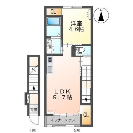 サンフィット(1LDK/2階)の間取り写真