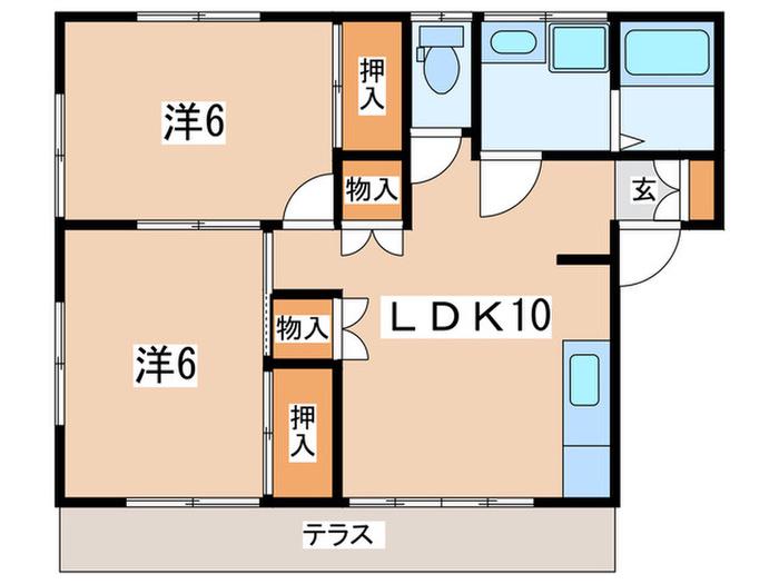 CAME PORT 蛍田(2LDK/1階)の間取り写真