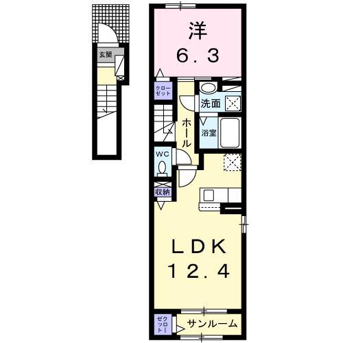 グランド ルーチェ 寺内(1LDK/2階)の間取り写真