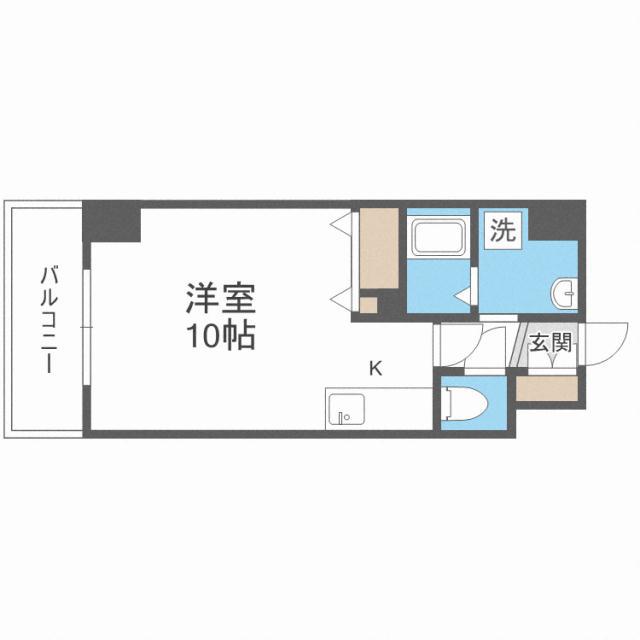 ブルースカイ北20(ワンルーム/9階)の間取り写真