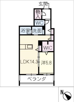 エスクレール(1LDK/2階)の間取り写真
