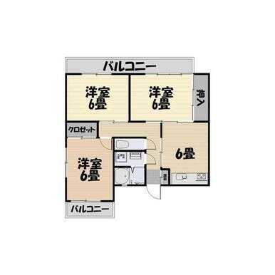 エクセレンスK(3DK/1階)の間取り写真