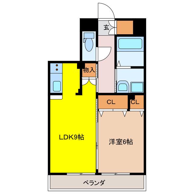 ウエストパーク佐世保(1LDK/6階)の間取り写真