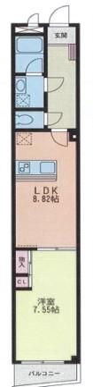 ユタカハイツIII(1LDK/1階)の間取り写真