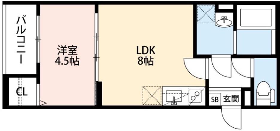ロワジール城山町(1LDK/1階)の間取り写真