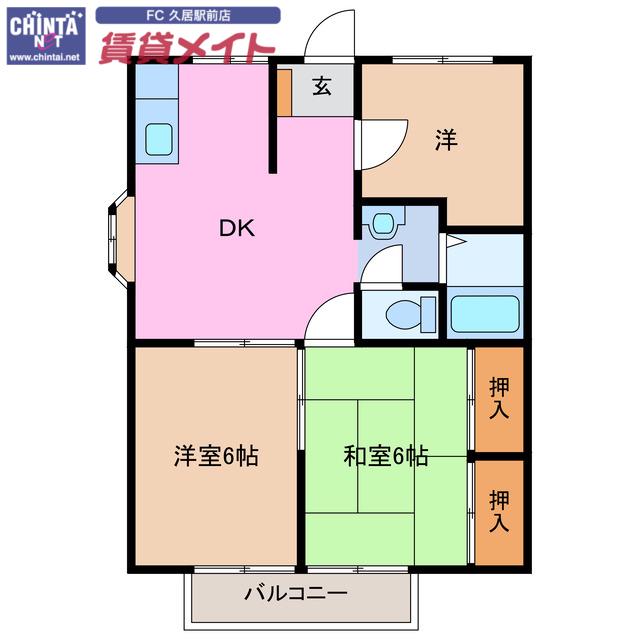 エステートピアいば(3DK/2階)の間取り写真