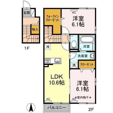 エポック愛子中央(2LDK/2階)の間取り写真