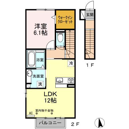 コルテ六条(1LDK/2階)の間取り写真