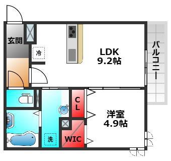 ノース・グレーシア(1LDK/1階)の間取り写真