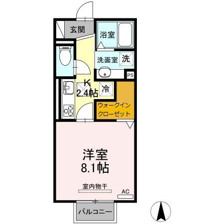 ラフィネ(1K/1階)の間取り写真