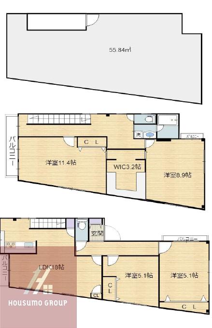 エルメゾン九条(4SLDK/4階)の間取り写真