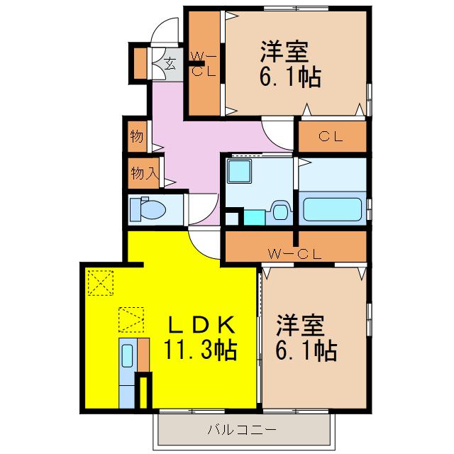 レジーナ富の原(2LDK/1階)の間取り写真