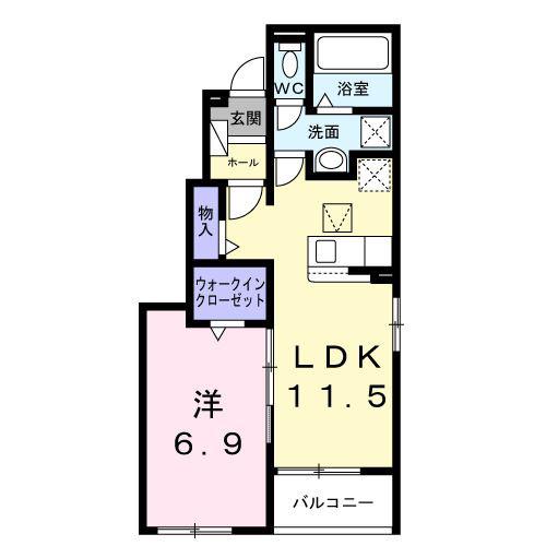 クリアンサス(1LDK/1階)の間取り写真