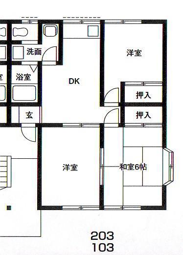 日吉倉ハイツ(3DK/2階)の間取り写真
