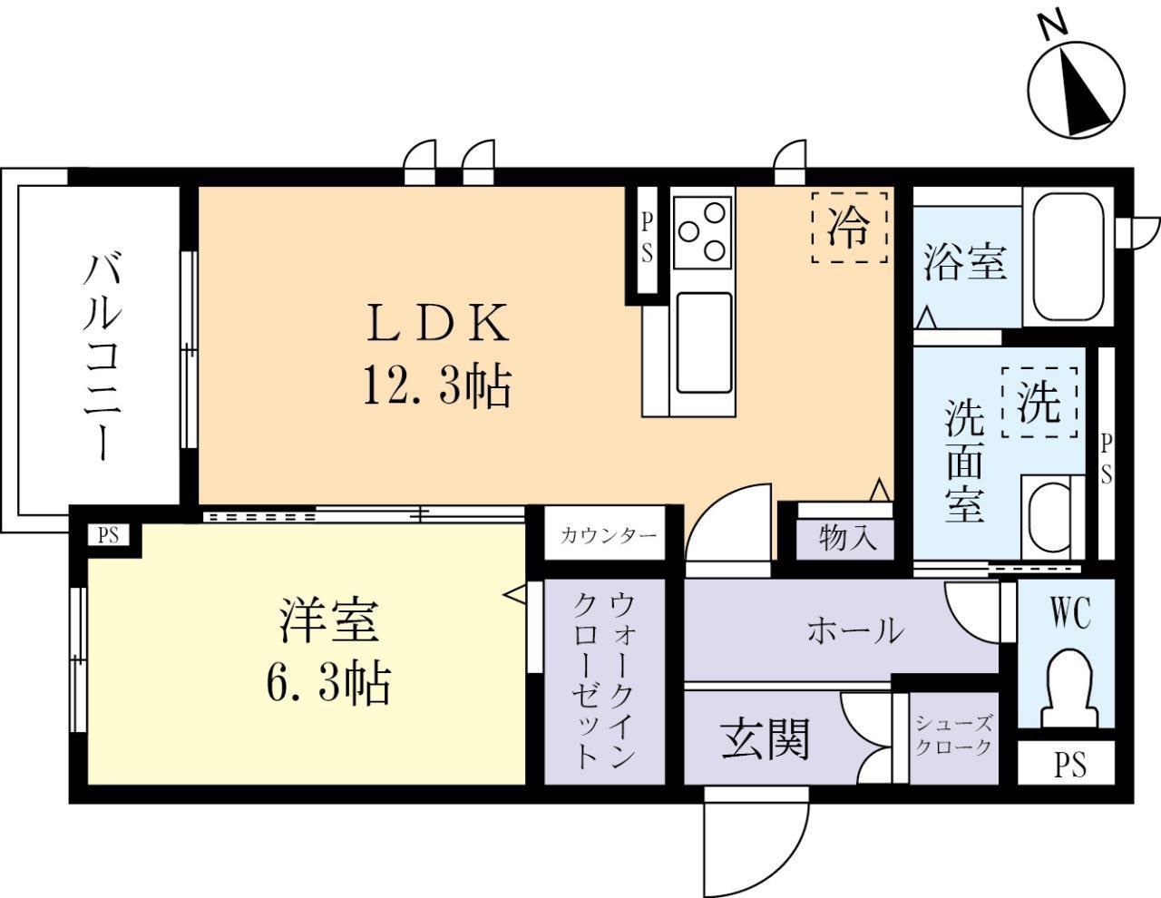 パティオ・デ・リラ(1LDK/2階)の間取り写真