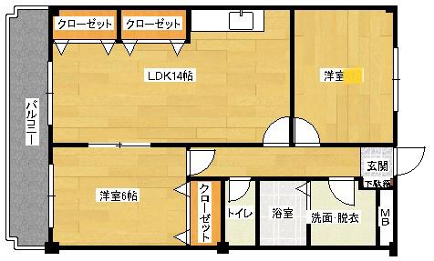 コンフォート22(2LDK/2階)の間取り写真
