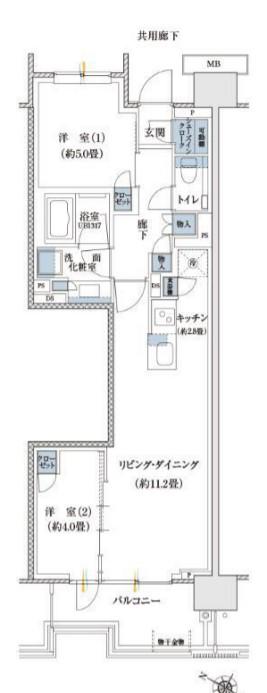 プラウド高田馬場(2LDK/1階)の間取り写真