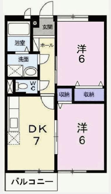 シャルマンK(2DK/2階)の間取り写真