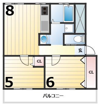 高津橋農住団地A(2LDK/3階)の間取り写真
