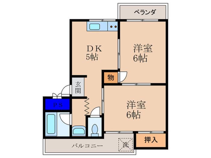セレクトM(2DK/1階)の間取り写真