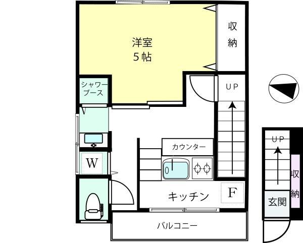 上馬1丁目アパート(1K/2階)の間取り写真