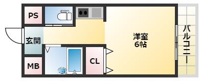 シエテ矢田(ワンルーム/2階)の間取り写真