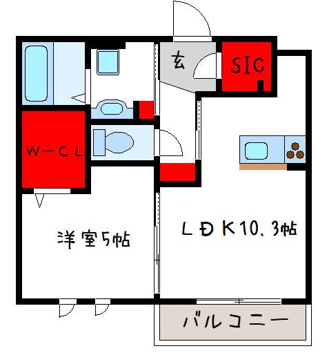 ラルゴエビス(1LDK/3階)の間取り写真