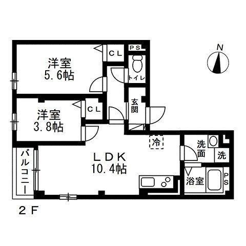 EMPATHY両国(2LDK/2階)の間取り写真